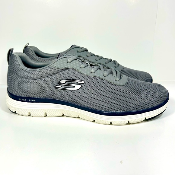 NEW Skechers Flex Lite Running Trainers Sneaker Shoes Grey 16829; Men’s Sz 13 - Picture 1 of 16